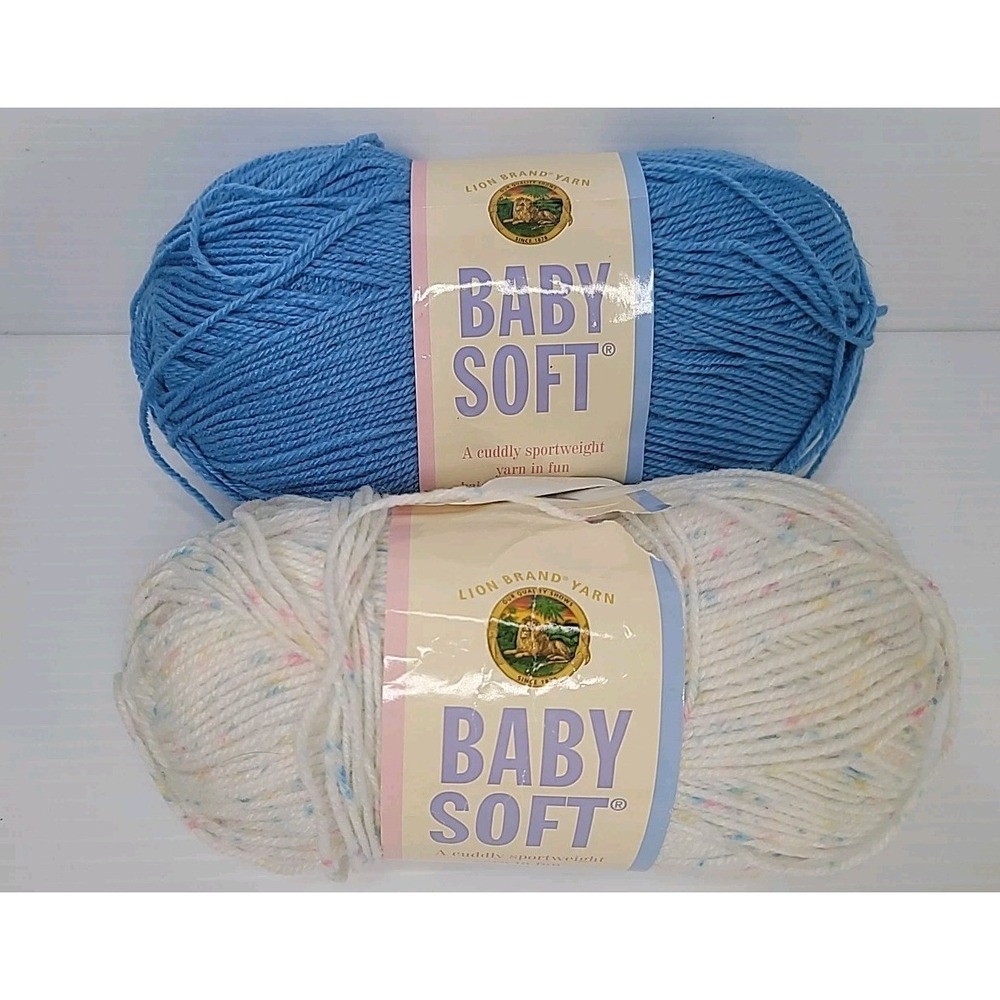Lion‎ Brand Baby Soft Yarn #107 Bluebell 4.9oz & #293 Twinkle 3.2oz Skeins